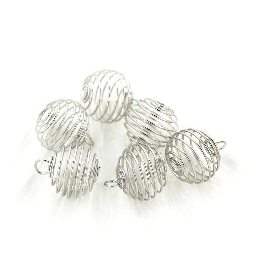 Silver Tone Bead Cages - 15mm x 14mm - 5 Pieces - Z216