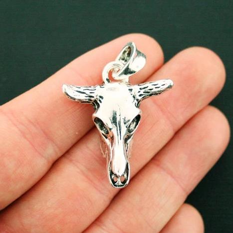 Cattle Skull Antique Silver Tone Charm - SC6654