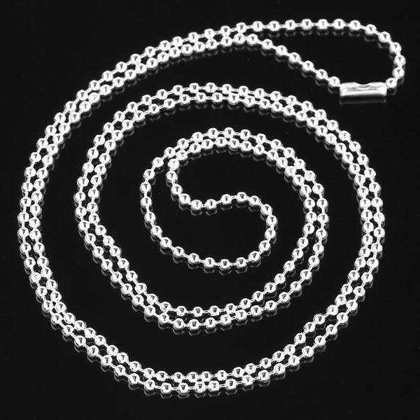 Silver Tone Ball Chain Necklace 31" - 2.1mm - 1 Necklace - N047