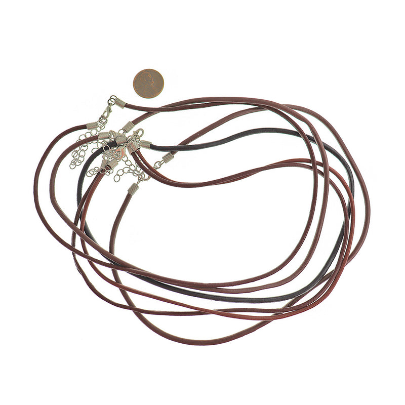 Brown Imitation Leather Necklace 18" - 3mm - 5 Necklaces - N305