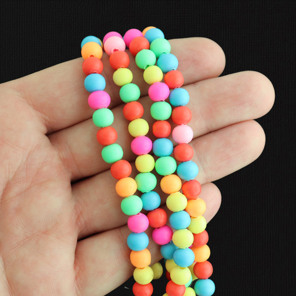 Round Polymer Clay Beads 6mm - Assorted Rainbow - 1 Strand 40 Beads - BD163