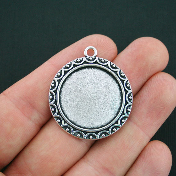 Antique Silver Tone Cabochon Settings - 25mm Tray - 4 Pieces - SC4787