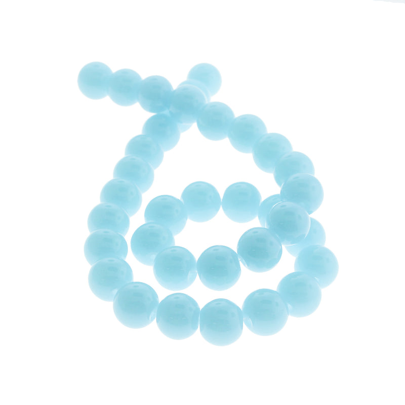 Perles Rondes Imitation Jade 10mm - Bleu Ciel - 1 Rang 33 Perles - BD2679