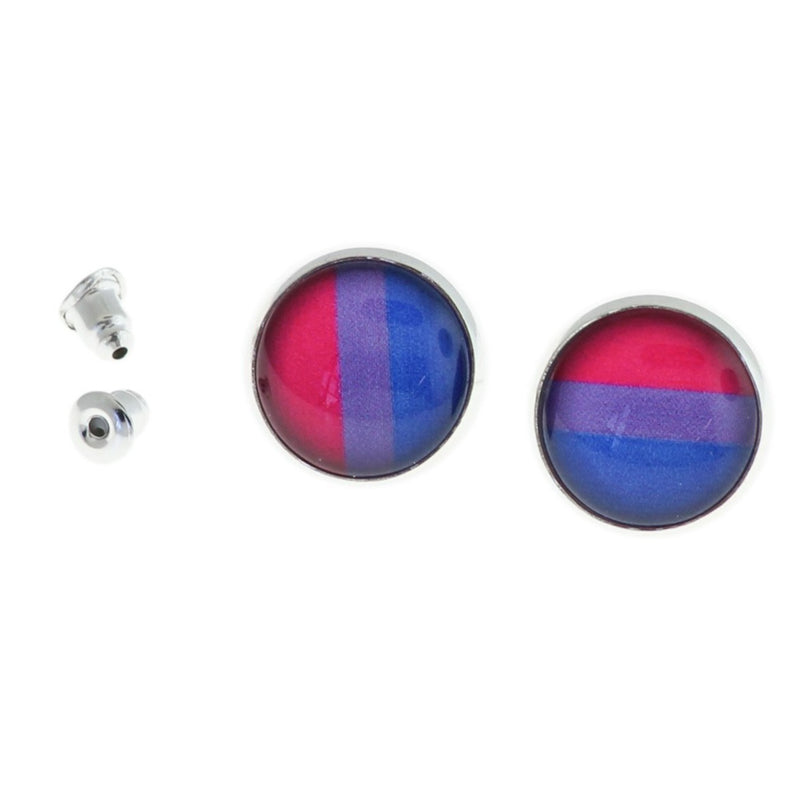 Stainless Steel Earrings - Bisexual Pride Studs - 15mm - 2 Pieces 1 Pair - ER189