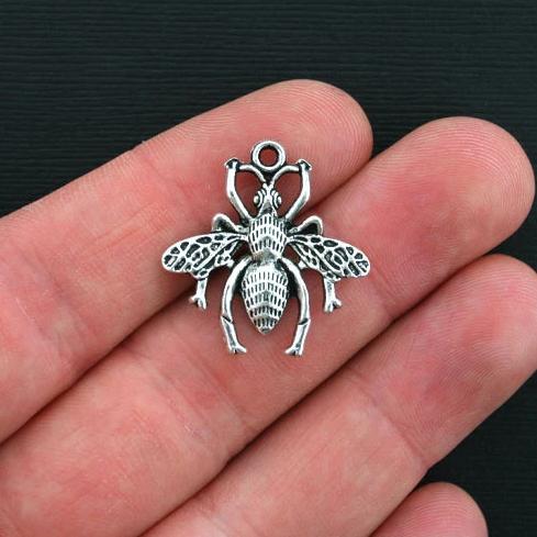 4 Bee Antique Silver Tone Charms - SC3405