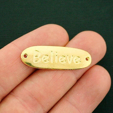 SALE 5 Believe Connector Gold Tone Charms - GC997