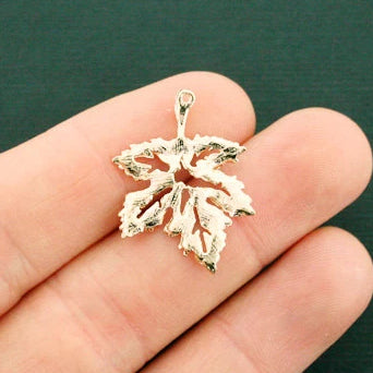 4 Maple Leaf Gold Tone Charms 3D - GC1109