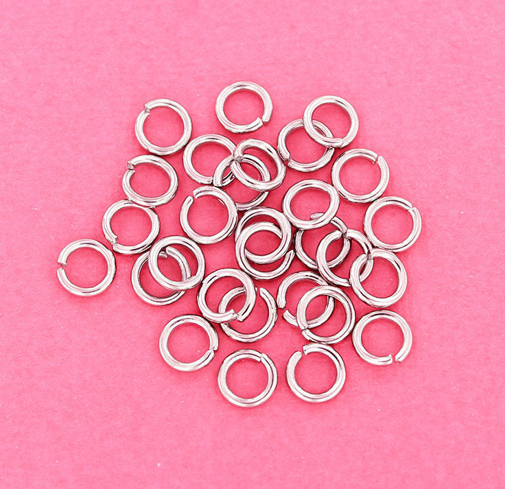 Stainless Steel Jump Rings 8mm x 1.5mm - Open 15 Gauge - 100 Rings - SS028