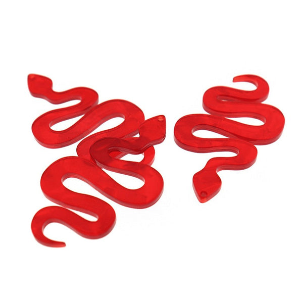 2 Red Snake Acrylic Charms - K600