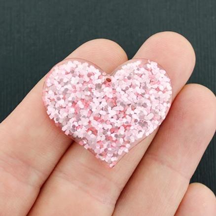 4 Heart Resin Charms - K025