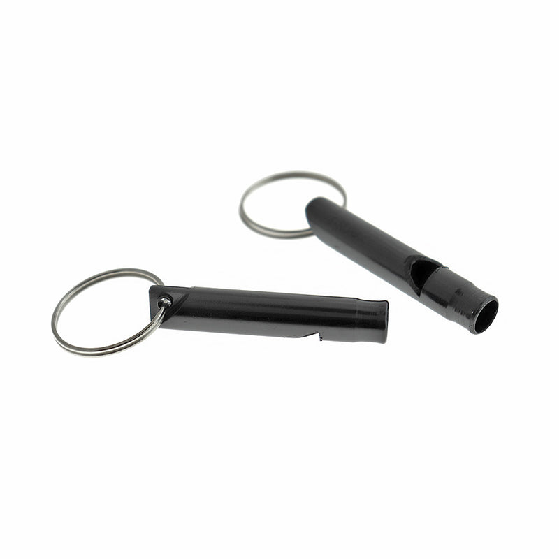 Black Aluminum Whistles - 4 Pieces - Z294