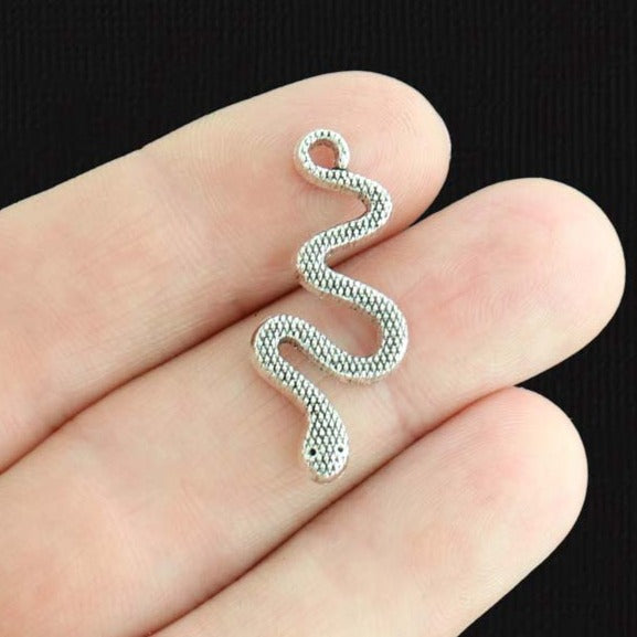 8 Snake Antique Silver Tone Charms - SC2080