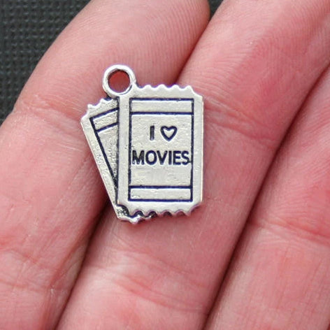 2 Movie Ticket Antique Silver Tone Charms - SC1247