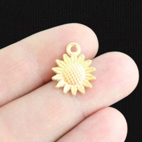 10 Sunflower Gold Tone Charms - GC801