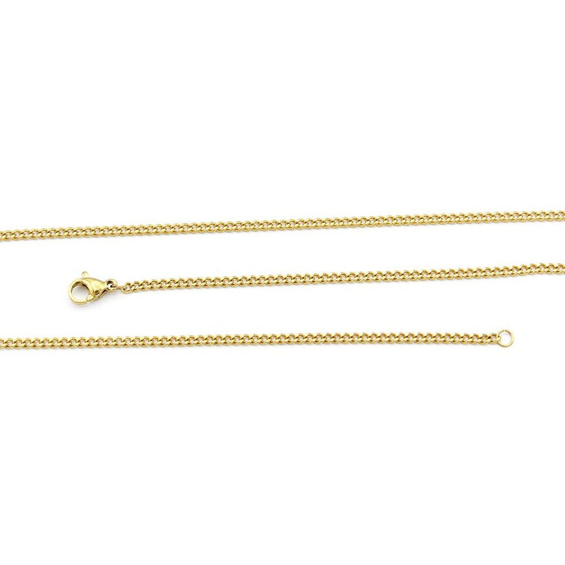 Gold Stainless Steel Curb Chain Necklace 24" - 2mm - 1 Necklace - N731