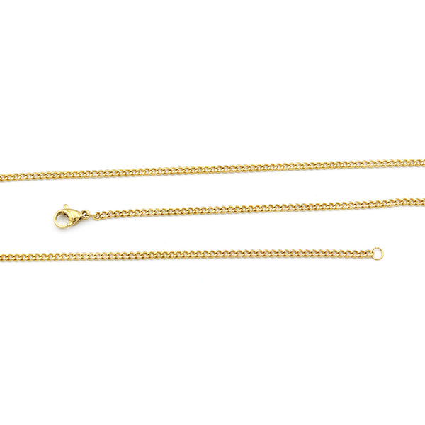 Gold Stainless Steel Curb Chain Necklaces 24" - 2mm - 5 Necklaces - N731