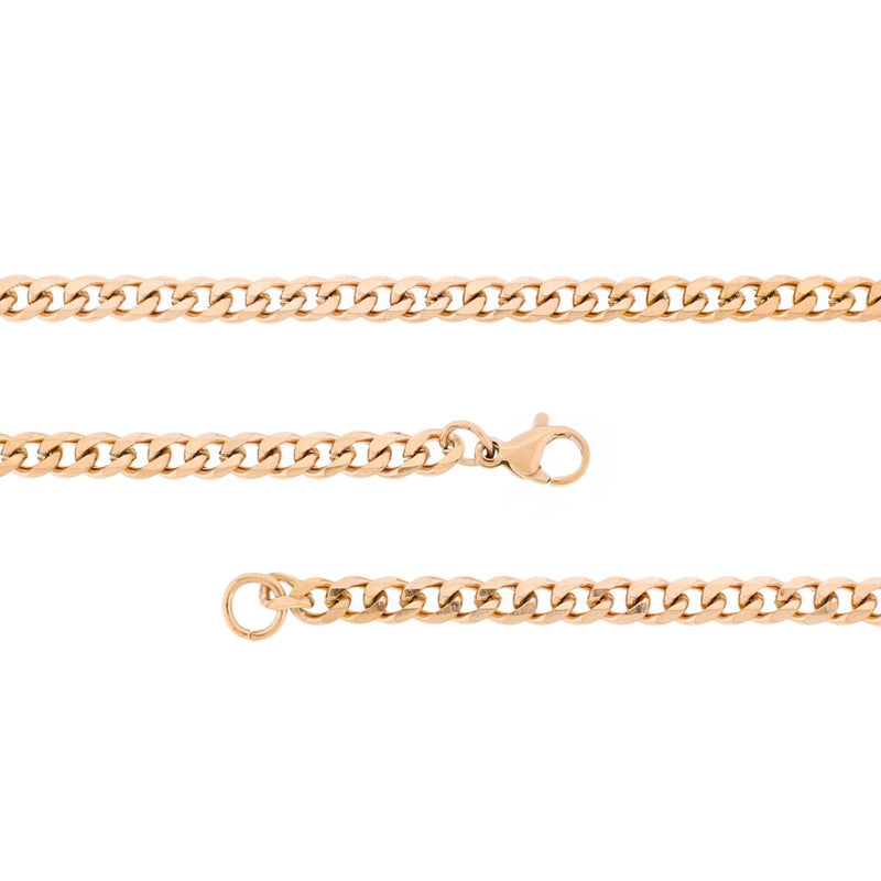 Rose Gold Stainless Steel Cuban Link Chain Bracelet 6.5" - 5mm - 1 Bracelet - N518