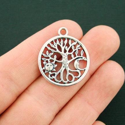 4 Tree of Life Antique Silver Tone Charms - SC6601