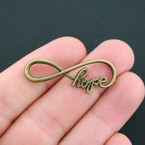 6 Infinity Hope Connector Antique Bronze Tone Charms - BC955