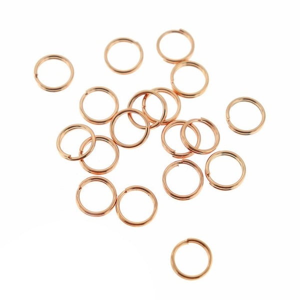 Rose Gold Stainless Steel Split Rings 10mm x 2mm - Open 12 Gauge - 10 Rings - SS101