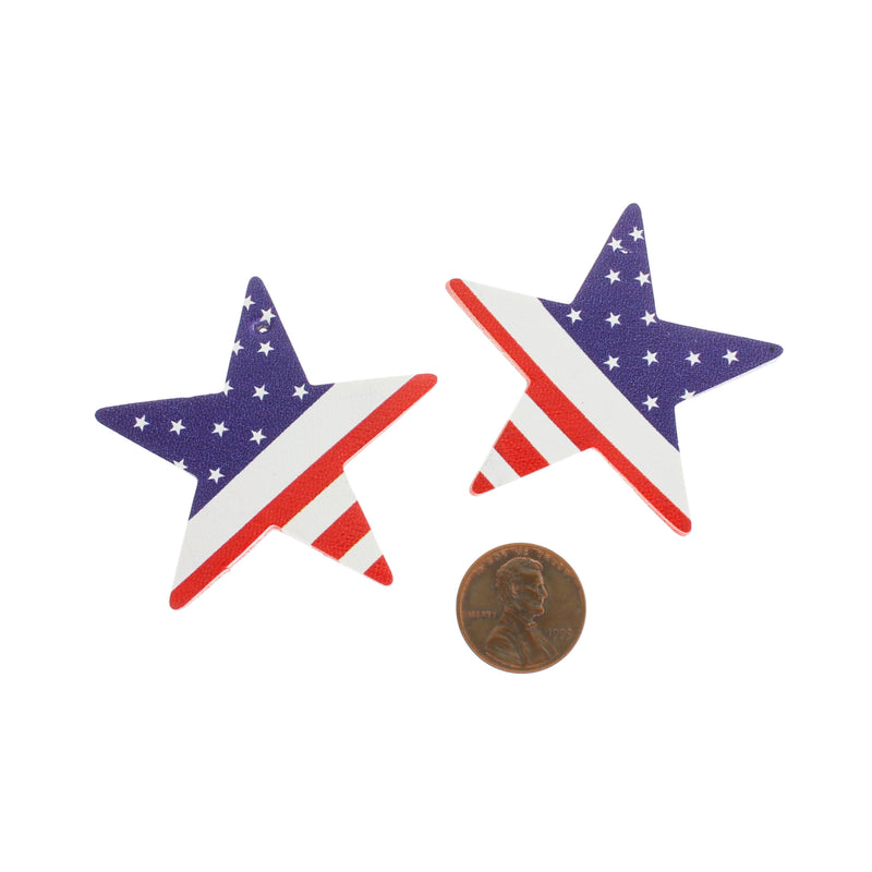 Imitation Leather Star Pendants - American Flag - 4 Pieces - LP219