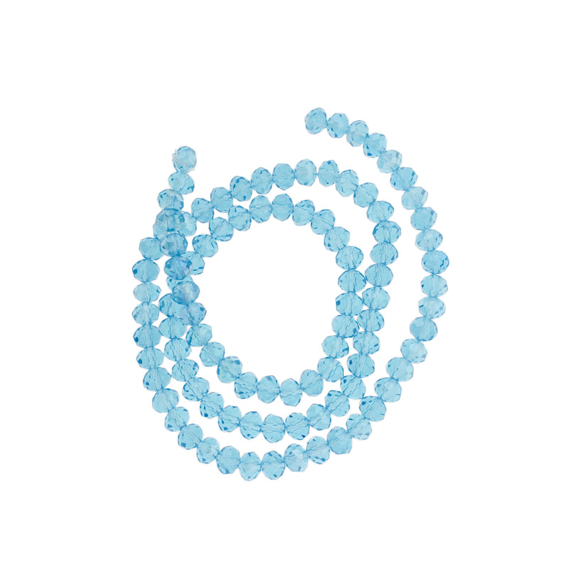 Faceted Glass Beads 6mm - Electroplated Sky Blue - 1 Strand 90 Beads - BD630