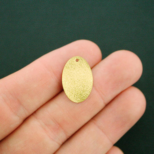 SALE 5 Oval Gold Tone Brass Charms 2 Sided - BR002