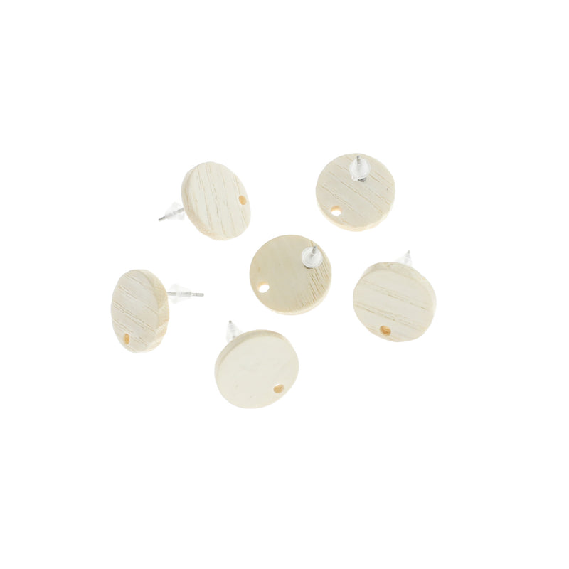 Boucles d'Oreilles en Bois - Clous Ronds - 15mm - 2 Pièces 1 Paire - ER258