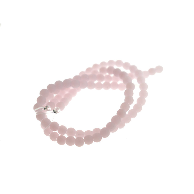 Round Cultured Sea Glass Beads 4mm - Blossom Pink - 1 Strand 48 Beads - U161