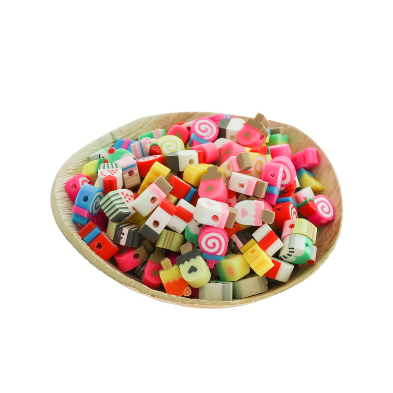 Assortiment de perles en pâte polymère bonbon 7 mm x 5 mm - 40 perles - BD2656