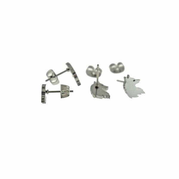 Boucles d'Oreilles Acier Inoxydable - Clous Tête de Loup - 9mm - 2 Pièces 1 Paire - ER950