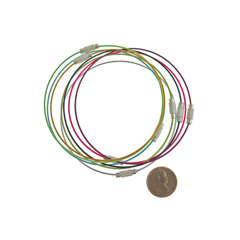Assorted Steel Wire Bracelet 8.5" - 1mm - 5 Bracelets - N045B