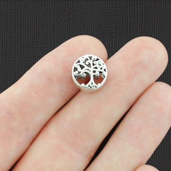 Perles intercalaires arbre de vie 12 mm - ton argent - 4 perles - SC7652