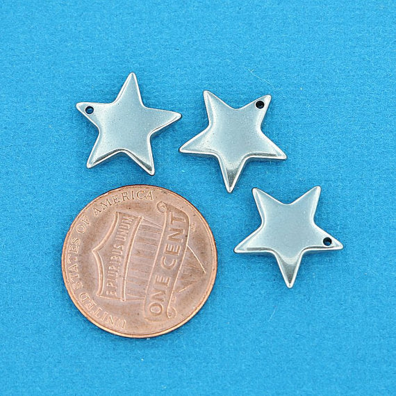 SALE Star Stamping Blanks - Stainless Steel - 14mm - 4 Tags - MT269