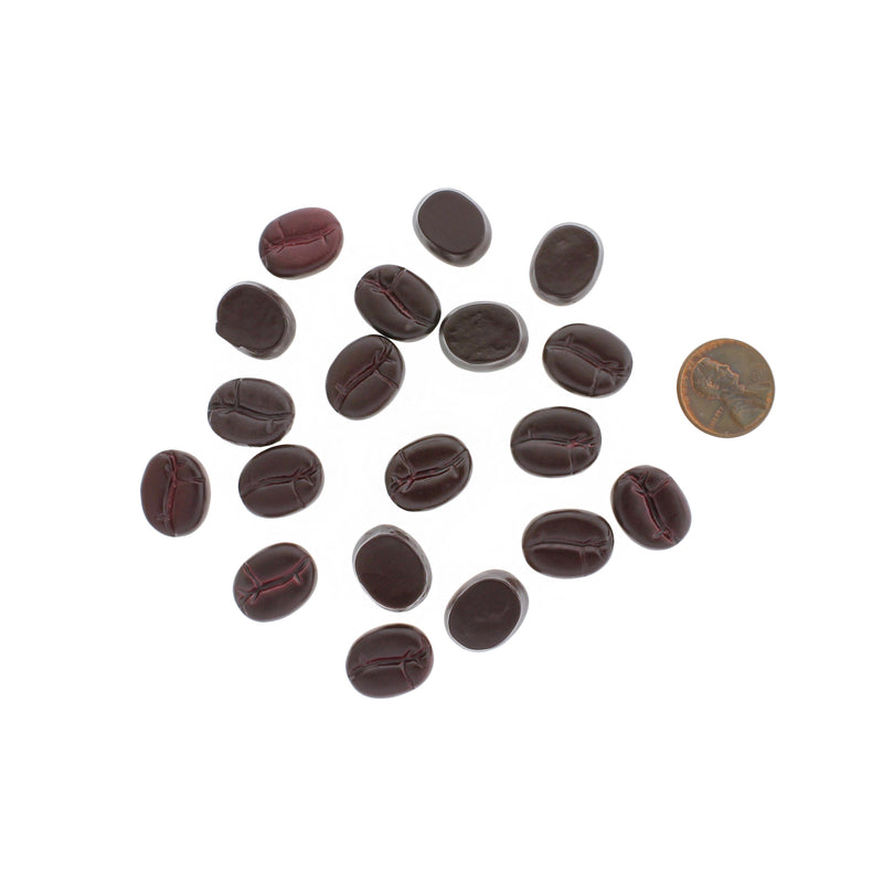 6 Coffee Bean Resin Charms 3D - K320
