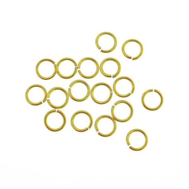 Gold Anodized Aluminum Jump Rings 7mm x 1mm - Open 18 Gauge - 50 Rings - J249