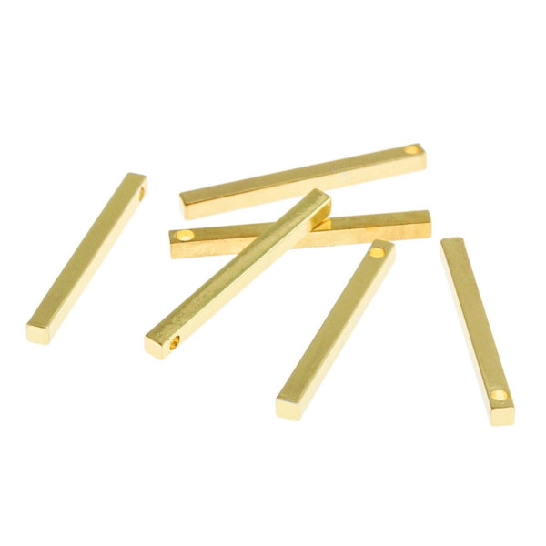 Ébauches d'estampage 3D Drop Bar - Laiton doré - 30 mm x 2,5 mm - 2 barres - MT673