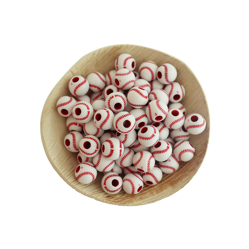 20 Round Acrylic Sports Beads - 10mm - Choose Your Sport!