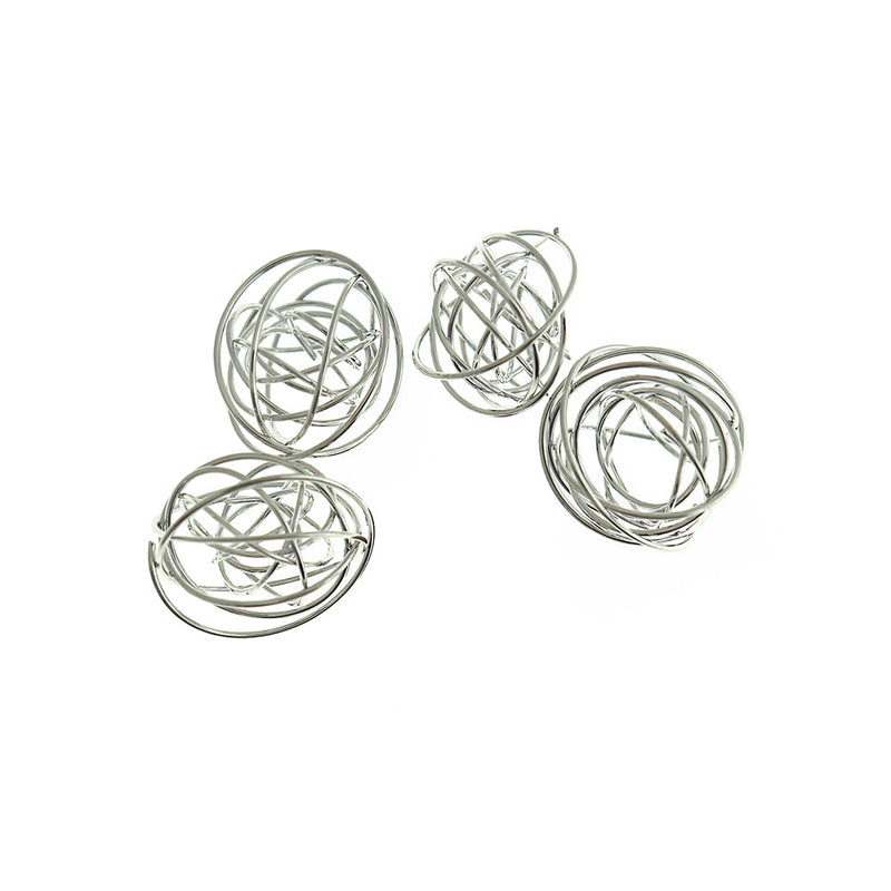 Cages à perles en spirale argentées - 25 mm x 23 mm - 30 pièces - FD1068