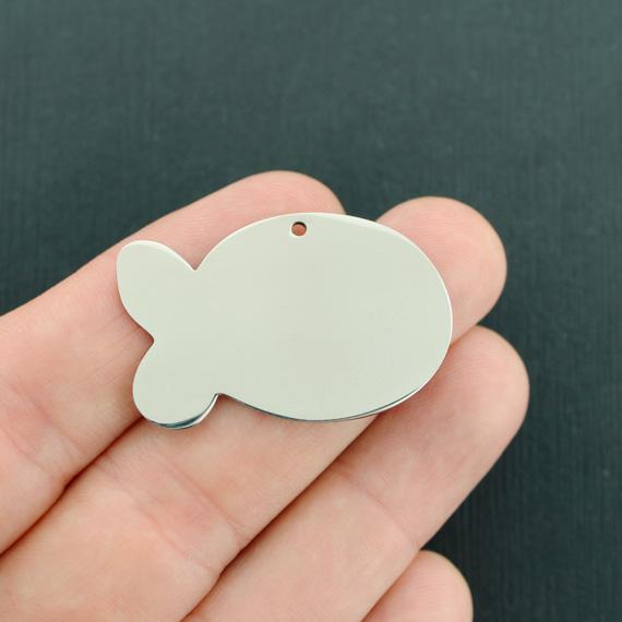 Fish Stamping Blank - Stainless Steel - 25mm x 37mm - 1 Tag - FD620