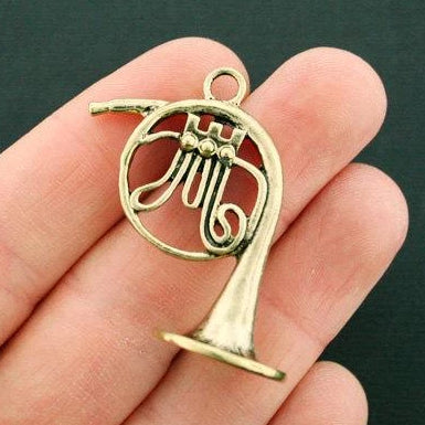 French Horn Antique Gold Tone Charms 3D - GC1065