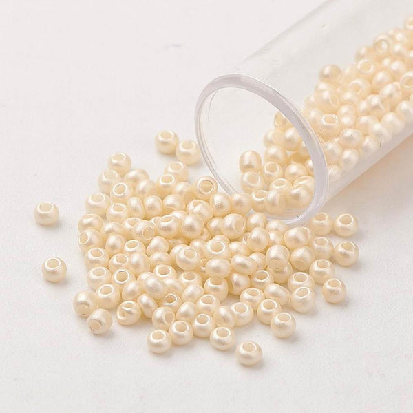 Perles de verre rocailles 13/0 1.5mm - Soft Cream Grade AA - 50g 5200 perles - BD1597