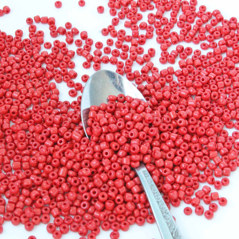 Seed Glass Beads 6/0 4mm - Crimson Red - 50g 650 Beads - BD1301