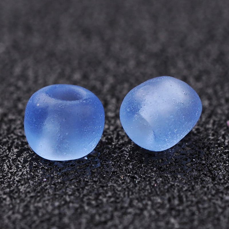 Seed Glass Beads 6/0 4mm - Frosted Cornflower Blue - 50g 500 beads - BD1268