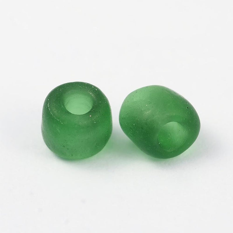 Perles de verre rocailles 6/0 4mm - Vert émeraude givré - 50g 500 perles - BD1266