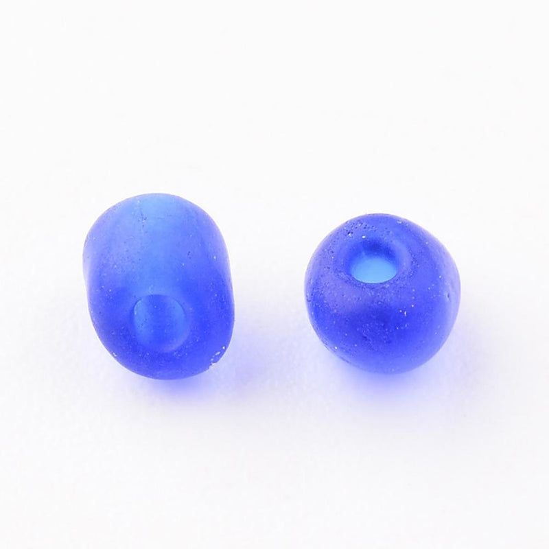 Seed Glass Beads 6/0 4mm - Frosted Royal Blue - 50g 500 beads - BD1271