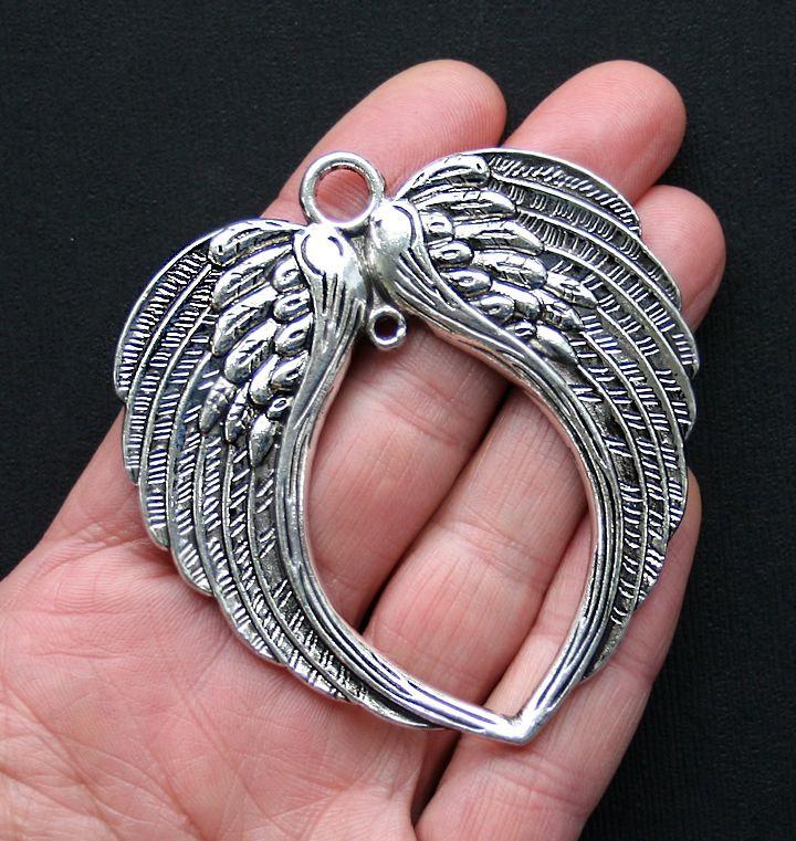 Angel Wings Antique Silver Tone Charm - SC2964