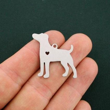 Jack Russell Silver Tone Stainless Steel Charm 2 Sided - MT424