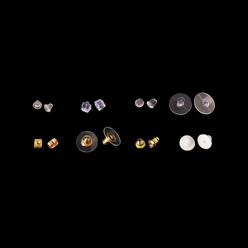 Kit de démarrage pour la fabrication de bijoux - Styles assortis de boucles d'oreilles dans une boîte de rangement pratique - 565 pièces - 8 bases de bijoux différentes - Ton doré, transparent et blanc - STARTER24