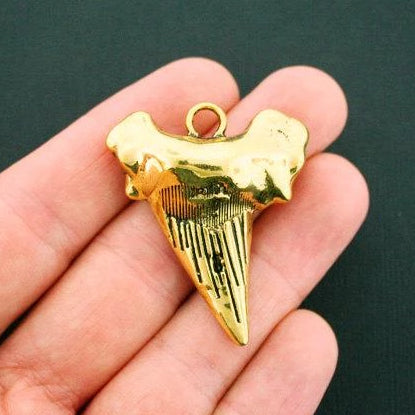 Tooth Antique Gold Tone Charm 2 Sided - GC905